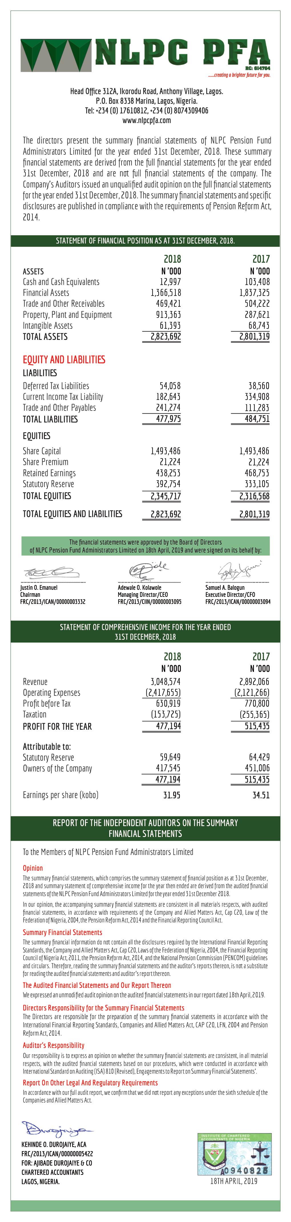 NLPC 2018 REPORT COMPANY